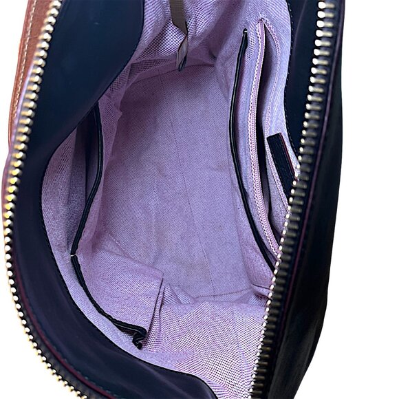 Dooney & Bourke Mckenkie Hobo Black & Brown Leather Bag Zipper, Tassel, Shoulder - Picture 6 of 16